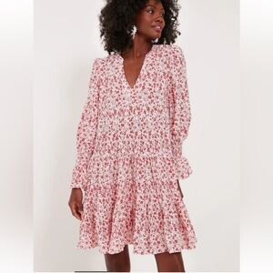 Pomander Place Scarlet Ditsy Floral Kenzo Long Sleeve Dress XS NWOT